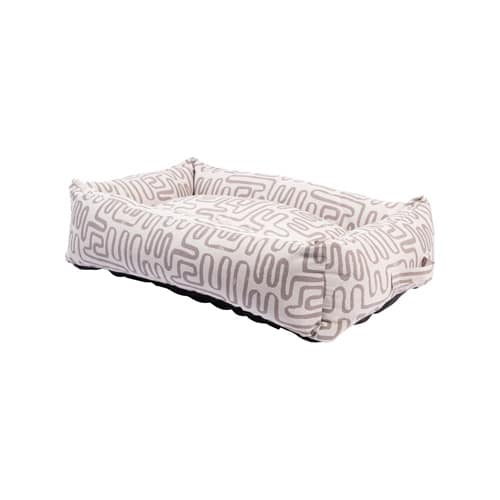 Rogz Retro Walled Rectangular Dog Bed Stone Maize/medium